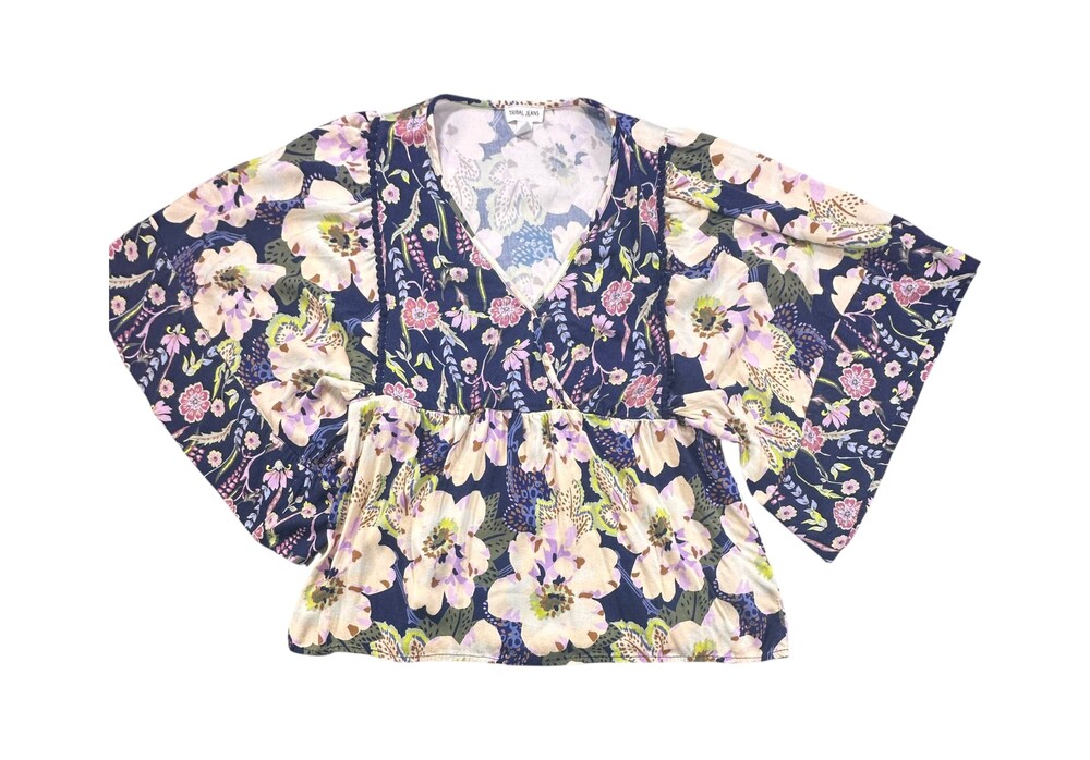 Tribal Jeans Floral Peplum Blouse ~ Medium